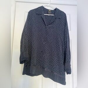 dona b. and Karen 100% silk blouse Floral button up shirt size 16